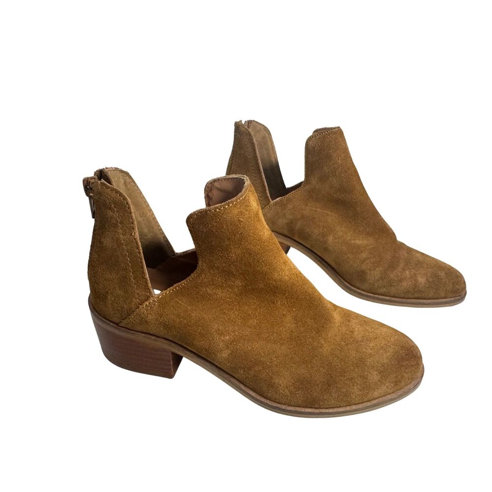 Steve Madden | Lancaster Tan Suede Block Heel Booties | Size 6